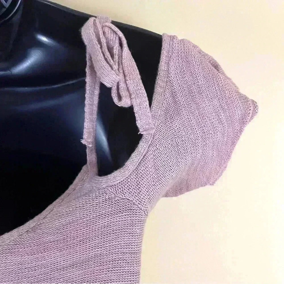 American Eagle Pink Heathered Cold Shoulder Fit And Flare Cropped Top Size XS - Picture 7 of 9